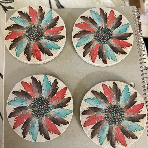 Thirstystone Multicolor Feather Coasters - Picture 1 of 4